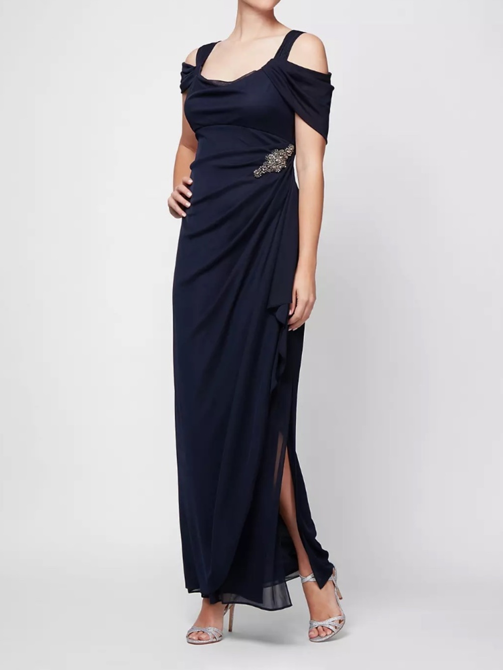 Alex Evenings - Cold-Shoulder Cowlneck Dress‎